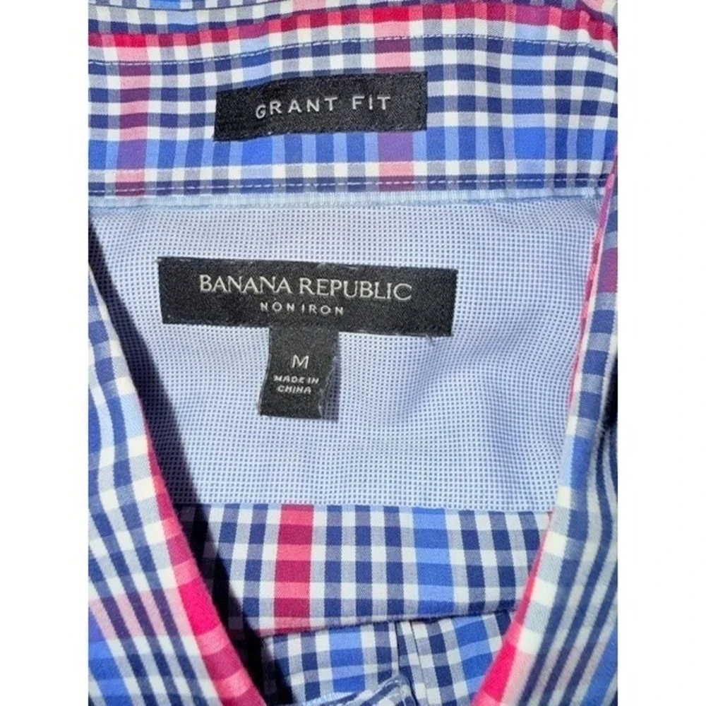Banana Republic Medium‎ Grant Fit Plaid Dress Shirt Mens  Button Down